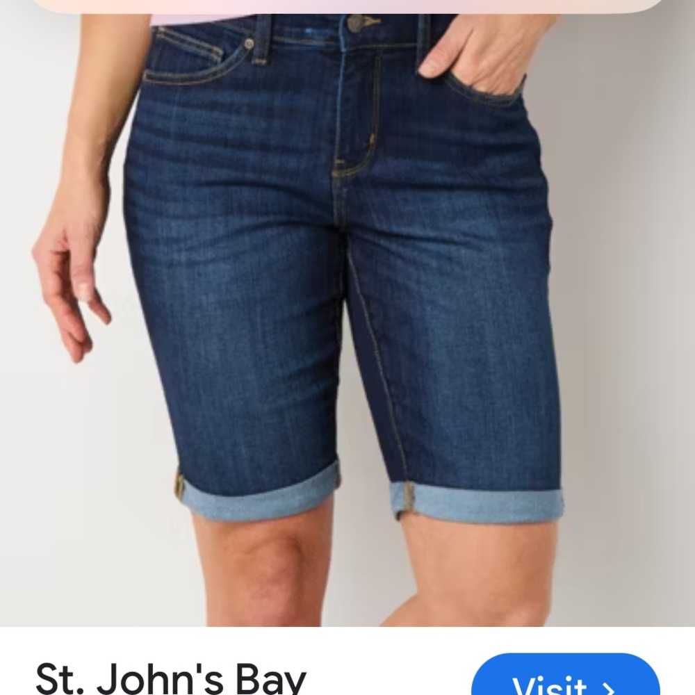 50%offw❤️ ST. JOHN'S BAY Dark Blue Mid Rise Slimming Bermuda Jean Denim Shorts